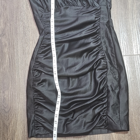 VTG Jessica McClintock for Gunne Sax Black Mini Cocktail Dress Sz 5 One Shoulder - Picture 12 of 14